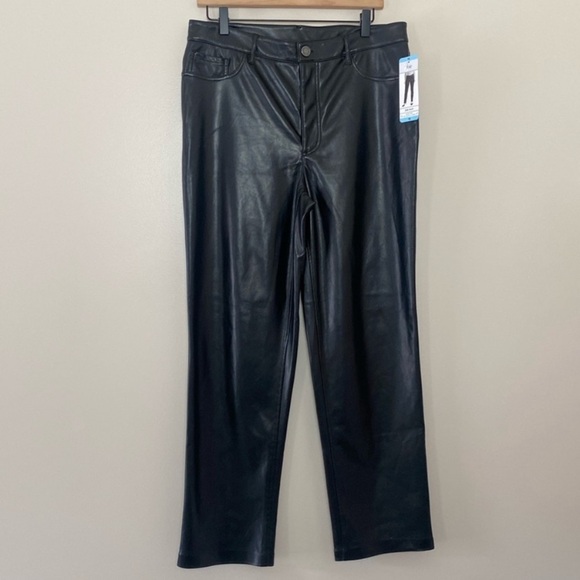Joie Straight Faux Leather Pants Zip Fly Black Size 10 - Picture 12 of 12